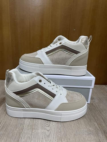 Sneaker donna beige bianco con - donna, beige/bianco